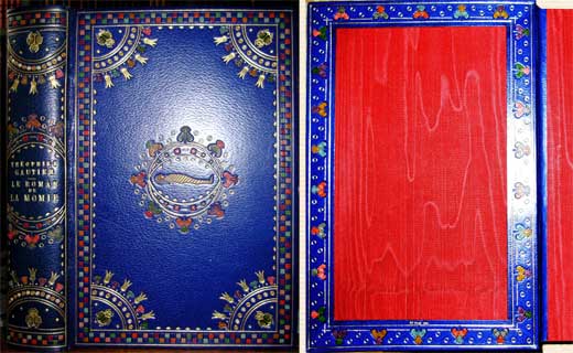 The beautiful blue dyed binding and red textured Front paper