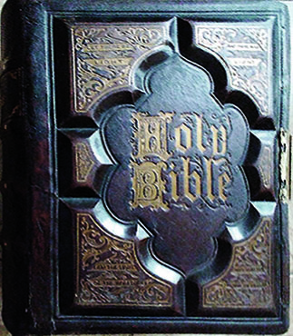Bible repaired and looking lustrous.